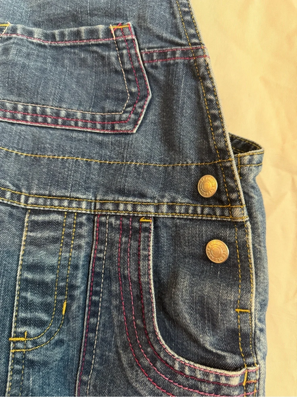 Old Navy Blue Denim Kids Overalls with Brass Hardware